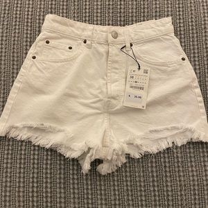Zara High Ruse Denim Shorts